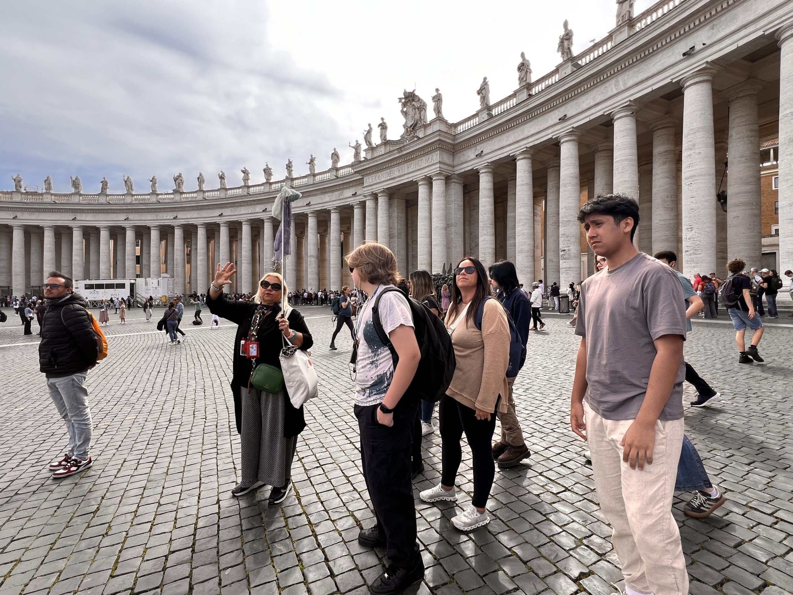 Ivy Languages International students visiting St Peters Square in Vatican City during a language immersion trip