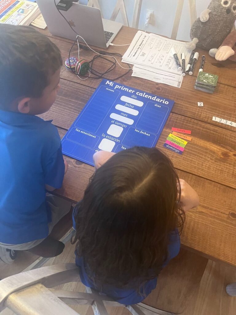 Students practicing with reading materials for intermediate level during a Spanish lesson 