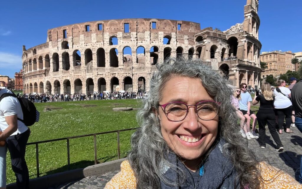 Language immersion at home and abroad builds intermediate English speaking confidence, pictured here at the Roman Colosseum 