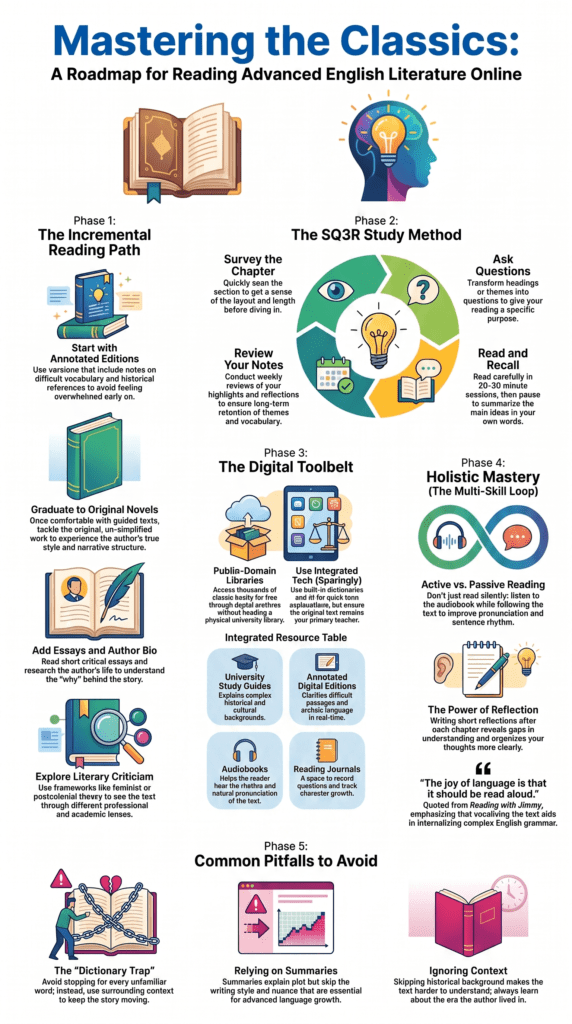 A visual guide to reading advanced english literature online step by step